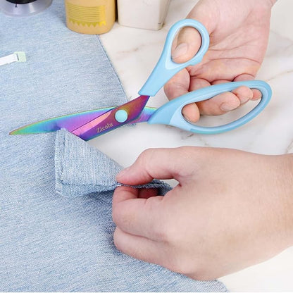 8.5" Scissors All Purpose, Multipurpose Office Scissors Set of 3 pack, sharp Titanium Coating Blade and Soft Comfort-Grip Sturdy Scissors for Fabric School Craft Sewing Home, Right/Left Handed, Blue