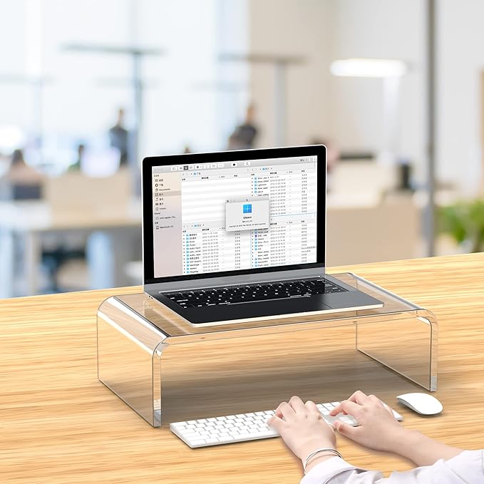 Acrylic Monitor Stand Riser Acrylic Laptop Stand Riser PC Holder Clear Computer Monitor Stand for Desk White Laptop Stand for Desk Compatible with iMac MacBook All Notebooks
