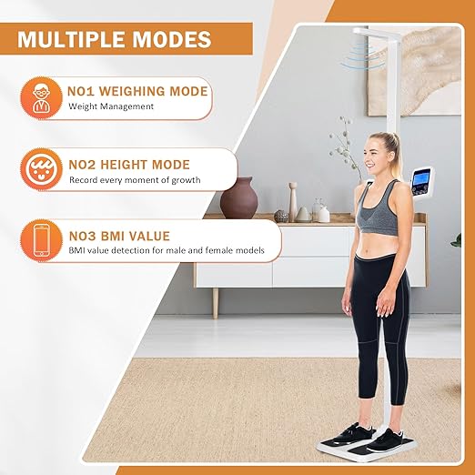Professional Digital Physicians Scale，Ultrasonic Height and Weight Scale，Multifunctional Medical Measuring Scale for Weight and Height Measurement,Weight Capacity 440 lbs / 35.4”-78.7”