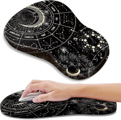 YIWEI Ergonomic Mouse Pad with Wrist Rest - Comfortable Office Mousepad with Memory Foam Wrist Support for Carpal Tunnel Relief, Mouse Pads with Non-Slip Base for Gaming and Home (Constellation)