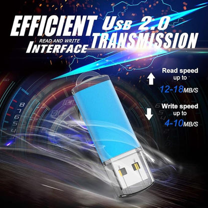 8GB USB Flash Drive 10 Pack K&ZZ USB 2.0 Thumb Drive 8 GB Memory Stick Gig Sticks Data Drive Flash Stick U Disk with LED Indicator (5 Mixed Colors: Blue Green Pink Orange Purple)