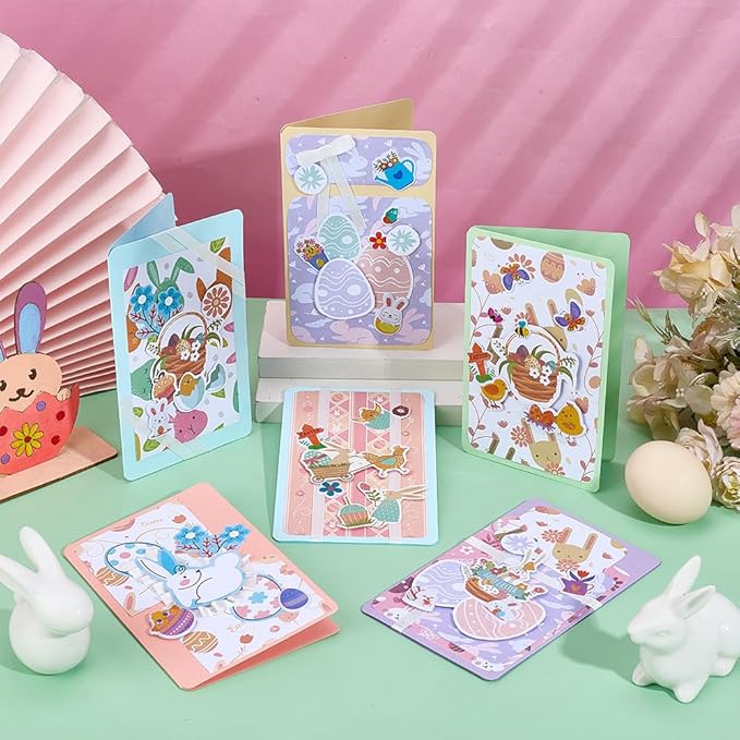 WEBEEDY 15 Sets Easter Paper Card Making Kits Colorful Handmade Greeting Card Kits with Envelopes & Decoration Accessories, Handmade DIY Cards Making Material Set for Easter Cards Birthday Invitation