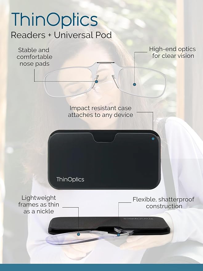 ThinOptics Keychain Case and Readers Rectangular Reading Glasses