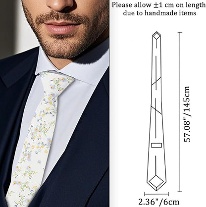 Cotton Floral Ties for Men 2.76" Men's Skinny Tie Linen Flower Printed Neck Tie for Wedding Dating Party