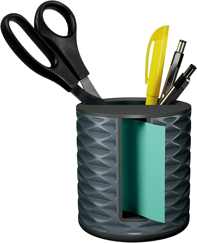 Post-it Note Dispenser, Vertical Design, Pop-Up Notes, Black with Grey Geometric Pattern, 1 Aqua Splash 3 in x 3 in Super Sticky Note Pad (Pack of 6)