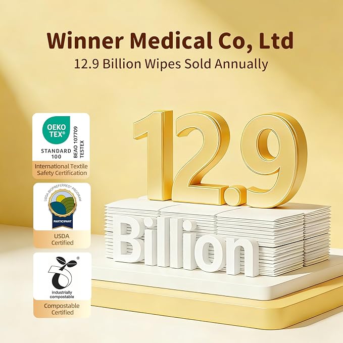 Winner 100% Cotton Dry Wipes, USDA Certified Baby Wipes, Soft & Gentle, Hypoallergenic & Unscented for Baby Sensitive Skin, Use Wet/Dry for Diaper Changes, Meals & Cleanup, Pack of 1, 100 pcs