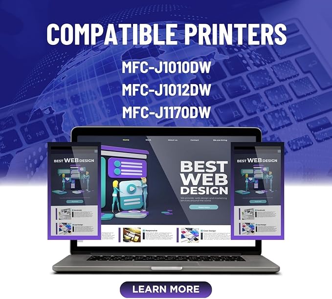 LC401XL Ink Cartridges for Brother Printer LC401 401 XL Compatible for MFC-J1010DW MFC-J1012DW MFC-J1170DW Printer 4 Pack (1 Black, 1 Cyan, 1 Magenta, 1 Yellow)