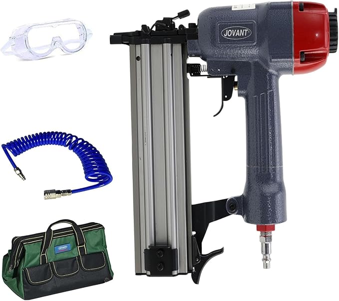 18GA Pneumatic Brad Nailer,Accepts 5/8 to 2Inch Brad Nails & Crown 5/8 to 1-5/8 Inch Staple.2 in 1 Nail Gun (Include 6m Air Tube & Portable Bag)