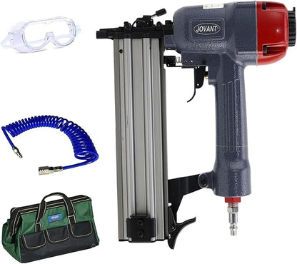 18GA Pneumatic Brad Nailer,Accepts 5/8 to 2Inch Brad Nails & Crown 5/8 to 1-5/8 Inch Staple.2 in 1 Nail Gun (Include 6m Air Tube & Portable Bag)