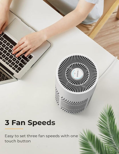 Nuwave Oxypure Air Purifiers 3XL H13 HEPA Filter for Home Bedroom, 17dB, 360° Air Intake, Removal to 0.1 Micron Smoke Dust Pollen Pet Hair Odor, Air Quality Sensor, Energy Star
