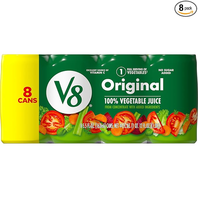 V8 Original 100% Vegetable Juice, 5.5 fl oz Can (8 Pack)