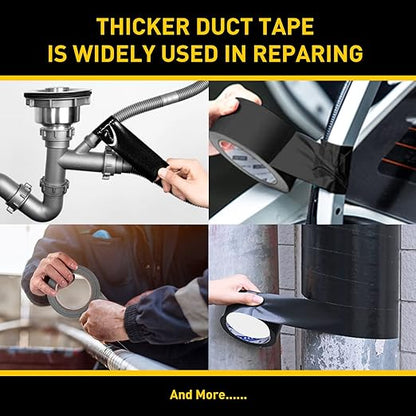 Lichamp 10 Rolls Heavy Duty Thicker Black Duct Tapes, 17 mil No Residue Duct Tape for Packaging Taping Sealing Repairing Tying, Wide Tape for DIY or Commercial Use, 2 Inches x 25 Yards
