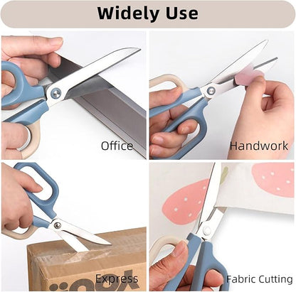 Multipurpose Scissors, Comfort-Grip Handles Sharp Scissors for Office Home School Craft Sewing Fabric Supplies (7", Blue-1)