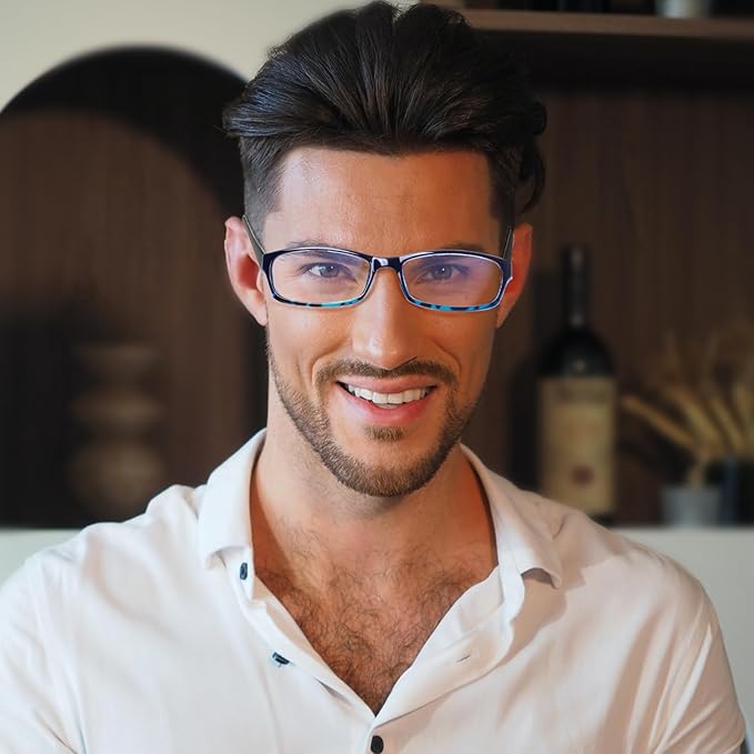 Henotin 5-Pack Reading Glasses Blue Light Blocking Anti Eyestrain Computer Reading Glasses for Women and Men Readers (Mix Color-C2, 2.00, Diopters)