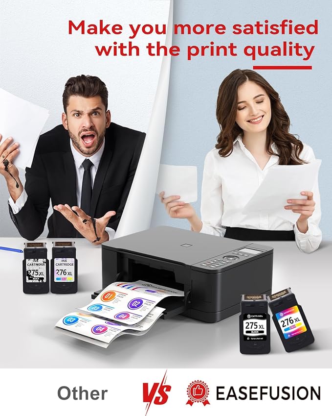 275XL 276XL Replacement for Canon Ink 275 and 276 PG-275 CL-276 Black Color Ink Cartridges Combo Pack Compatible with PIXMA TR4720 TS3522 TR4700 TS3722 TS3500 TR4722 TS3720 TS3520 Printer