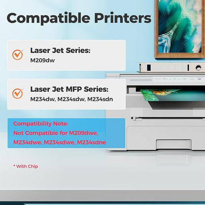 134A Toner Cartridges M234dw M234sdw Compatible for 134A Toner Cartridges W134A 134X W1340X Works with Laser Jet M209dw, MFP M234dw M234sdw M234sdn (2 Black with Chip)