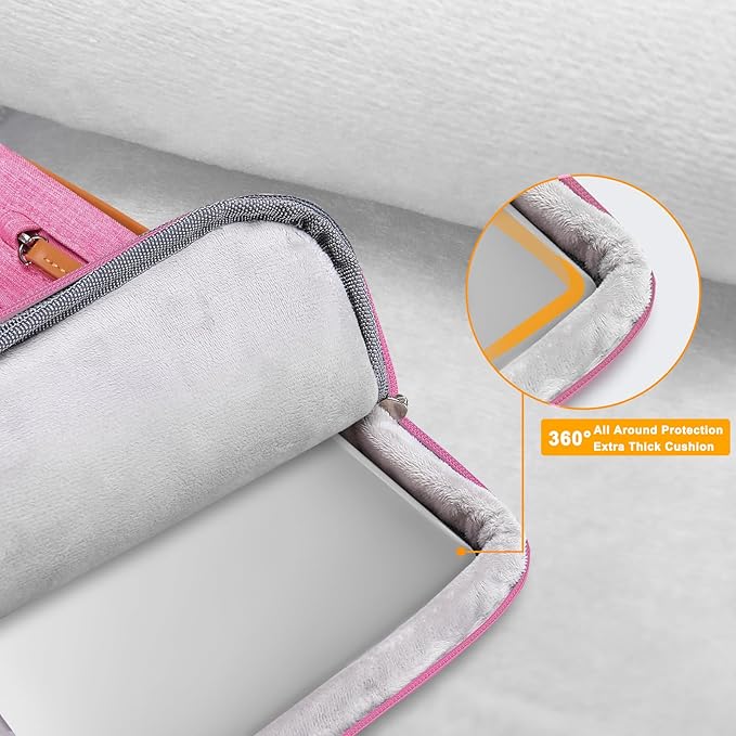 MOSISO 360 Protective Laptop Shoulder Bag,13-13.3 inch Computer Bag Compatible with MacBook, HP, Dell, Lenovo, Asus Notebook,Side Open Messenger Bag with 4 Zipper Pockets&Handle, Rose Red