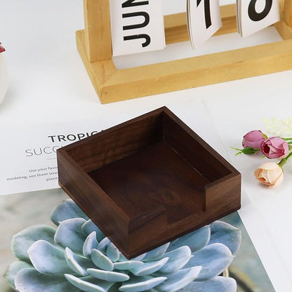 Buqoo Wooden Sticky Note Holder, Self-Stick Note Holder Memo Holder Paper Dispenser Organizer Sticky Notes Cube Holder for School Office Home Desk (3.9 x 3.8 x 1.3 Inches)