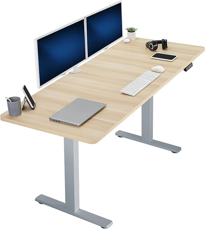 VIVO Electric 71 x 30 in Standing Desk, Memory Height Adjustment, 1B Series, Light Wood Top Gray Frame, DESK-KIT-1G7C
