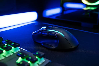 Turtle Beach Kone II Air – Wireless Ergonomic RGB Gaming Mouse, 350-Hr Battery, 26K DPI Optical Sensor, 100M Click Optical Switches, 21 Customizable Inputs, 4D Free-Spin Scroll Wheel – Ash Black