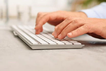 CHERRY KC 6000 Slim Keyboard Made with Mac Layout. with 12 Apple Specific Functions. Scissor Tech Typing for Near Silent. Alternative to Magic Keyboards. USB-A Wired. US Layout White and Silver.
