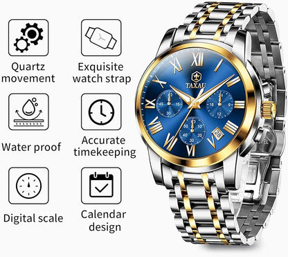 Mens Silver Watch Luxury Minimalist Dress Watch Classic Waterproof Watches for Men Analog Quartz Stainless Steel Men's Wrist Watches with Date Luminous Relojes para Hombres