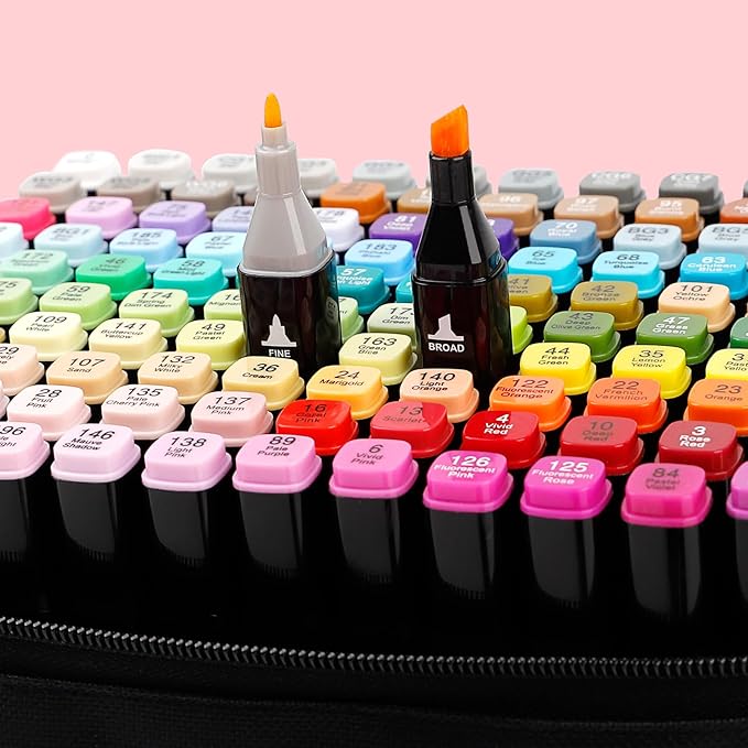 168 Colors Alcohol Markers Dual Tip Art Markers for Kids Marker Pens with Pen Holder and Carry Bag for Adult Coloring Painting Supplies Perfect for Painting, Coloring, Sketching and Drawing