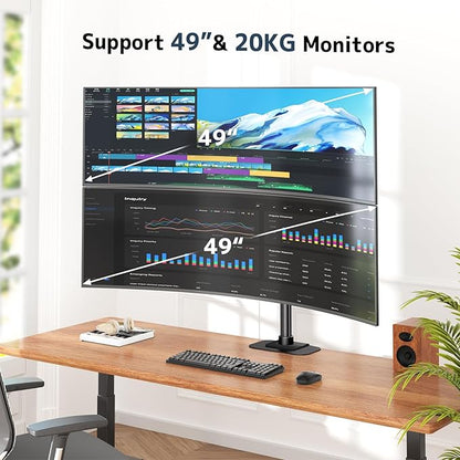 Vertical Dual Monitor Stand for Two 17-49'' Screens, Holds up to 44 lbs, WORLDLIFT Stacked Dual Monitor Mount with 31.7'' Long Pole, VESA 75/100mm