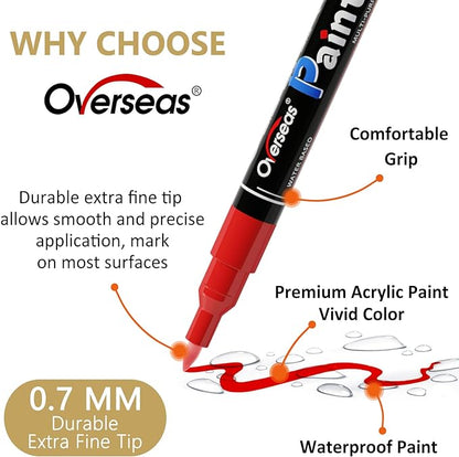 Overseas Paint Markers Pens - Green Permanent Markers Acrylic Paint Pens 12 Pack, Water Based, Waterproof, 0.7mm Extra Fine Tip Acrylic Marker for Wood, Metal, Rock, Plastic, Glass, Canvas, Fabric