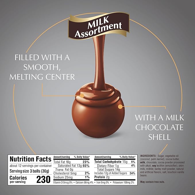 Lindt LINDOR Milk Assorted Chocolate Candy Truffles, Chocolate Candy with Smooth, Melting Truffle Center, 15.2 oz. Bag (Pack of 2)