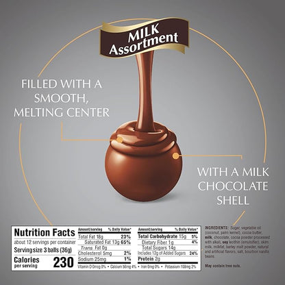 Lindt LINDOR Milk Assorted Chocolate Candy Truffles, Chocolate Candy with Smooth, Melting Truffle Center, 15.2 oz. Bag (Pack of 2)