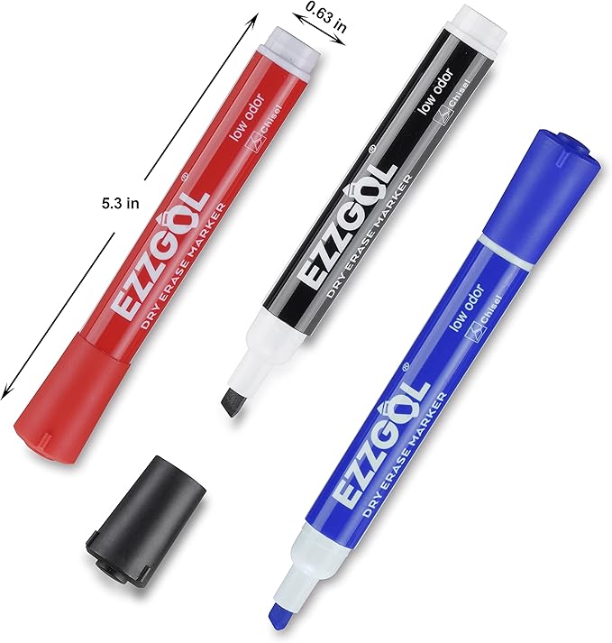 Dry Erase Markers Bulk, 72 Pack, 12 Colors Whiteboard Markers, Chisel Tip Dry Erase Markers Perfect for Writing on Dry Erase Whiteboard Mirror Glass for School, Office or Home