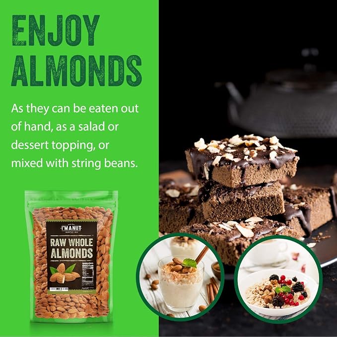 Raw California Almonds 32 oz (2 lbs) | Natural | Whole | Batch Tested Gluten & Peanut Free | No PPO | Non-GMO | No Herbicide | Healthy Protein boost | Premium Quality | for Snacking, Baking, Cooking