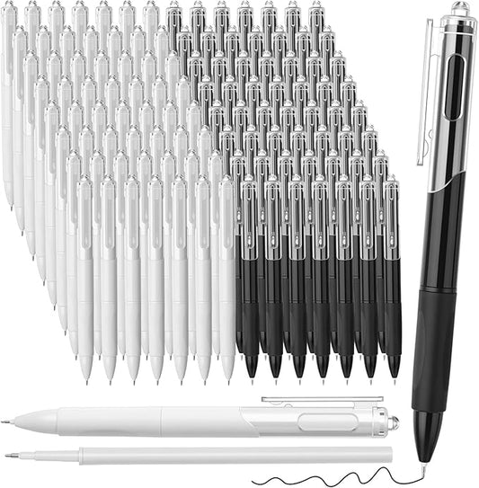 200 Pcs Gel Pens Bulk 0.5mm Black Gel Pen Retractable Fine Point Pens Quick Drying Smooth Writing with Comfortable Grip for School Office Journaling Note Taking and Homework (Black White)