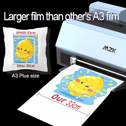 MZK A3 Pro XP600 DTF Printer,Automatic Time Cleaning Maintain printhead+Ink Anti-Clog Design 2X Faster,13+" DTF Film,5" LED Touch Screen,Dual Ink Level Alert,Film Cutter,Gift Ink 2 Years