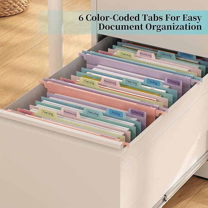 Expanding Hanging File Folders for Filing Cabinet, 7 Accordion Pockets with 1.2'' Expandable File Cabinet Organizer, Multi-Color Tabs, Letter Size, 50% Wheat Straw - 3 Packs (Assorted Colors)