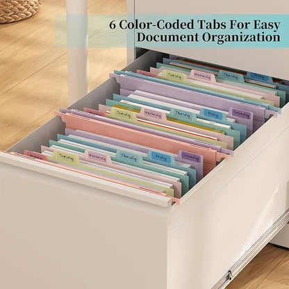 Expanding Hanging File Folders for Filing Cabinet, 7 Accordion Pockets with 1.2'' Expandable File Cabinet Organizer, Multi-Color Tabs, Letter Size, 50% Wheat Straw - 3 Packs (Assorted Colors)