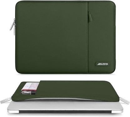 MOSISO Laptop Case 13.3 inch, 13-13.3 inch Laptop Sleeve Compatible with MacBook Air/Pro 13/Pro 14 M5 M4 M3 M2 M1, HP Dell ASUS Lenovo,Polyester Vertical Computer Sleeve Bag with Pocket, Army Green