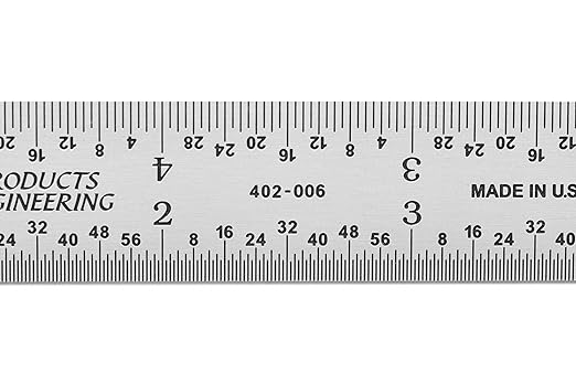 PEC Tools High Precision Metal Ruler, 6 Inch Rigid Machinist Rule, 4R Graduation (1/8", 1/16", 1/32", 1/64"), Carbon Steel with Satin Chrome Finish, Trusted by Professionals, Made in USA