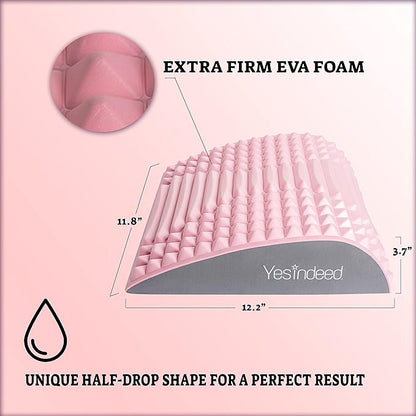 Back Stretcher Pillow – Pain Relief for Lower Back, Lumbar Support, Posture Correction, Sciatica Aid, Orthopedic Design, Easy to Use at Home, Office, or Anywhere, Orthopedist Recommended (Pink)
