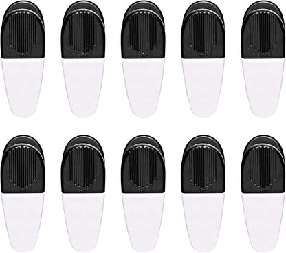 10 Magnetic Memo Holders Set - Large Clip, Plastic - White Black