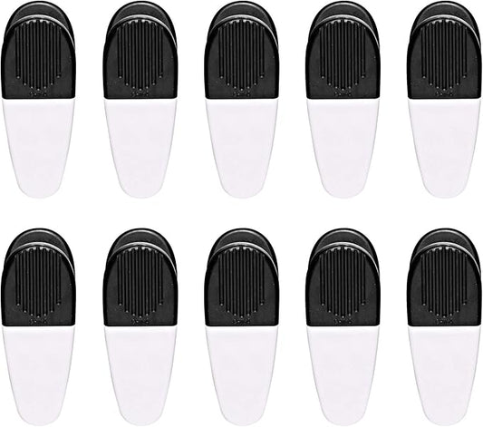 10 Magnetic Memo Holders Set - Large Clip, Plastic - White Black