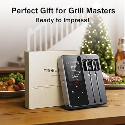Wireless Bluetooth Meat Thermometer - 2 Probes & App Control, Valentines Day Birthday Gifts for Men Him, Smart Digital Thermometer for Cooking, Oven, Smoker, BBQ, Grill
