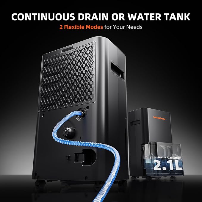 Spider Farmer Upgraded Dehumidifier with Drain Hose 2000 Sq.Ft.Dehumidifier with Smart Humidity Control Display, Air Duct, 24-Hour Timer, Provides Powerful Dehumidification for Grow Tent and Home