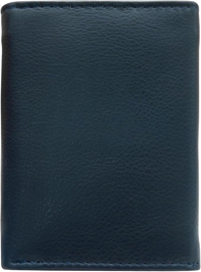 VANSI Genuine Leather Modern TriFold Design Wallet and Card Holder for Men (NAVY)