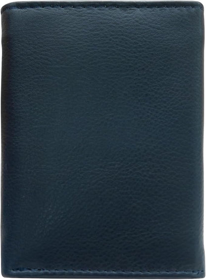 VANSI Genuine Leather Modern TriFold Design Wallet and Card Holder for Men (NAVY)