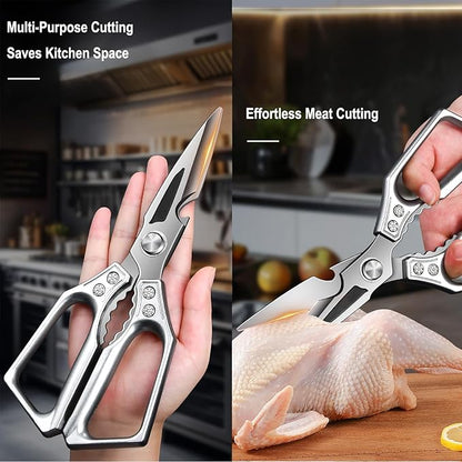 Kitchen Shears Heavy Duty All Purpose Kitchen Scissors, Utility Stainless Steel Blades with Ergonomic Handles for Home, Office, Easy Cutting Chicken Bones, Meat, Cardboard, Vegetables, Leather