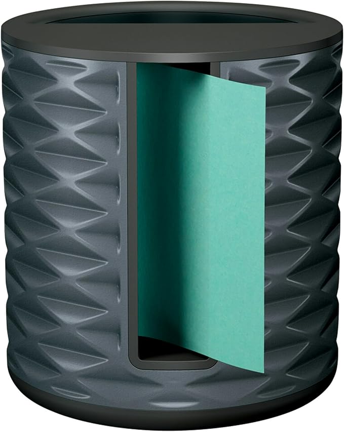 Post-it Note Dispenser, Vertical Design, Pop-Up Notes, Black with Grey Geometric Pattern, 1 Aqua Splash 3 in x 3 in Super Sticky Note Pad (Pack of 6)