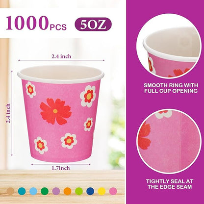 Yaomiao 1000 Pcs 5 oz Paper Cups Bulk Small Mouthwash Cups Mini Disposable Coffee Mugs for Summer International Coffee Day Picnics, Party, Barbecues, Travel Events, 10 Colors
