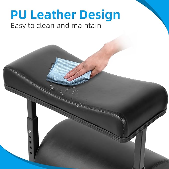 Adjustable Foot Rest Under Desk Footrest Wide Leg Rest 5 Height Positions PU Leather Covered for Desk Office Gaming Chairs Ergonomic with Foot Cushion